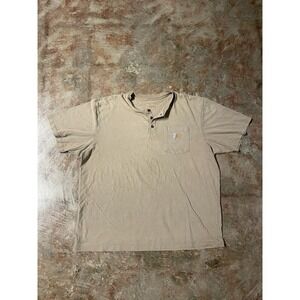Carhartt Original Fit Front Pocket Logo Tan Henley T-Shirt Sz XL *